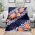 Blue Polynesia Blanket Plumeria With Hibiscus Pattern Tropical Vibes