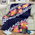 Blue Polynesia Blanket Plumeria With Hibiscus Pattern Tropical Vibes