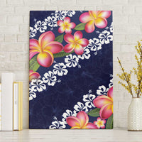 Blue Polynesia Canvas Wall Art Plumeria With Hibiscus Pattern Tropical Vibes LT14 Without Frame Blue - Polynesian Pride