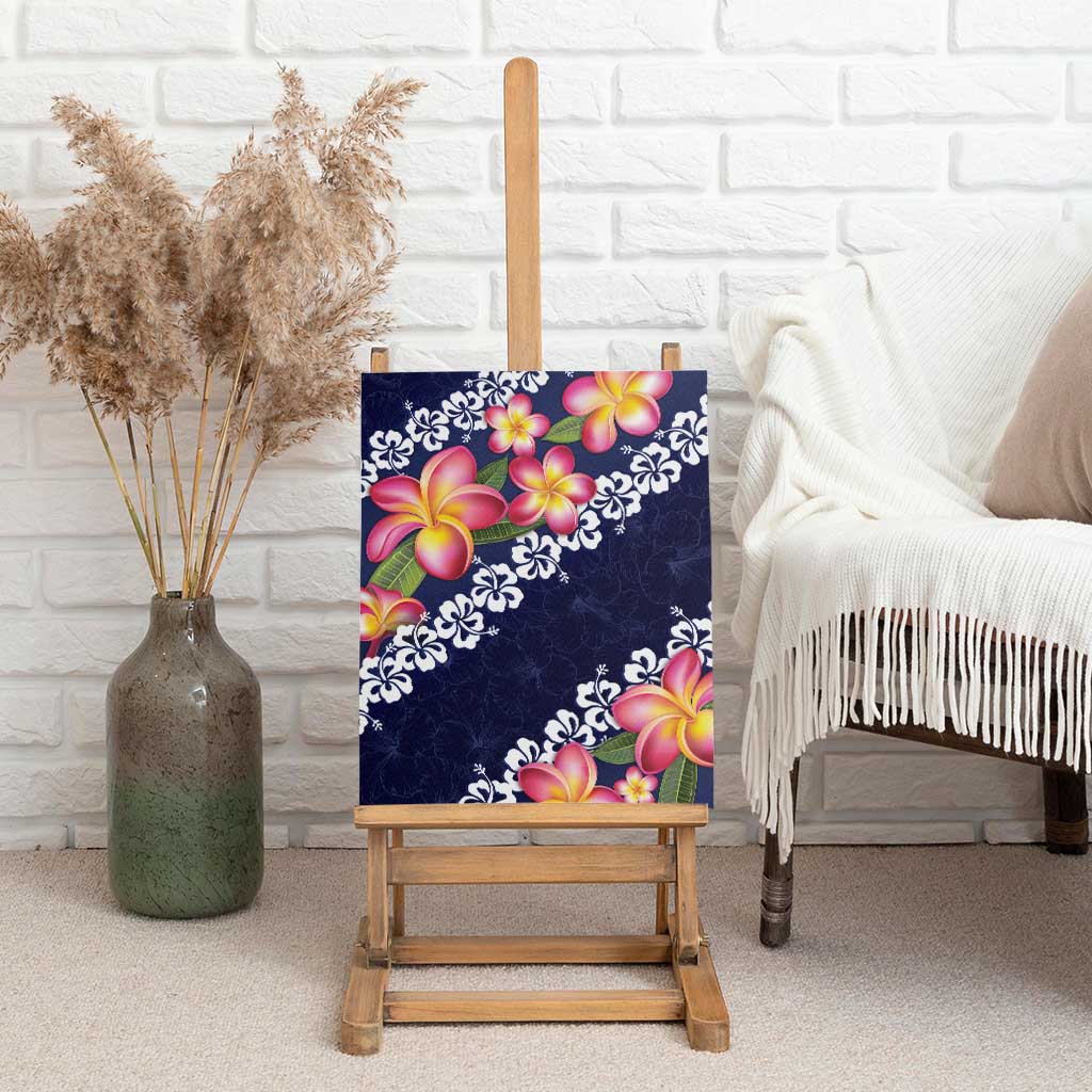 Blue Polynesia Canvas Wall Art Plumeria With Hibiscus Pattern Tropical Vibes LT14 - Polynesian Pride