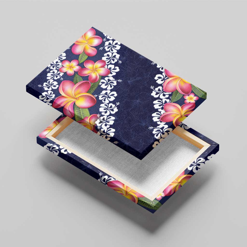 Blue Polynesia Canvas Wall Art Plumeria With Hibiscus Pattern Tropical Vibes LT14 - Polynesian Pride