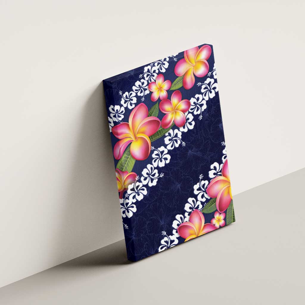 Blue Polynesia Canvas Wall Art Plumeria With Hibiscus Pattern Tropical Vibes LT14 - Polynesian Pride