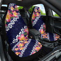 Blue Polynesia Car Seat Cover Plumeria With Hibiscus Pattern Tropical Vibes LT14 One Size Blue - Polynesian Pride