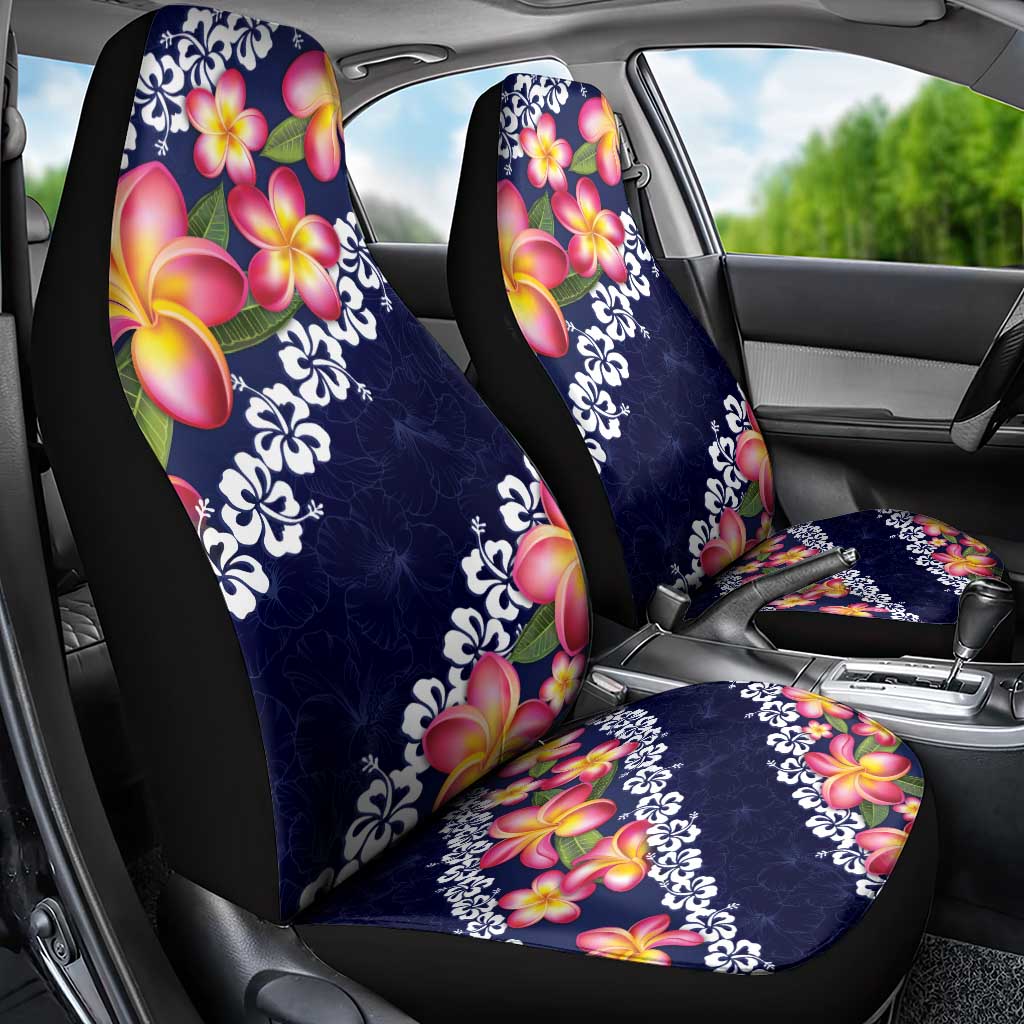 Blue Polynesia Car Seat Cover Plumeria With Hibiscus Pattern Tropical Vibes LT14 - Polynesian Pride
