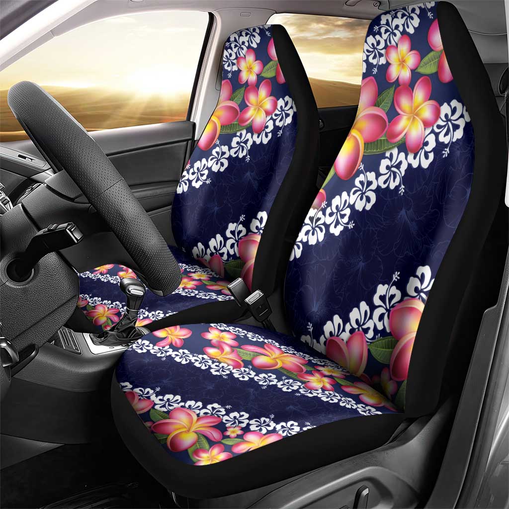 Blue Polynesia Car Seat Cover Plumeria With Hibiscus Pattern Tropical Vibes LT14 - Polynesian Pride