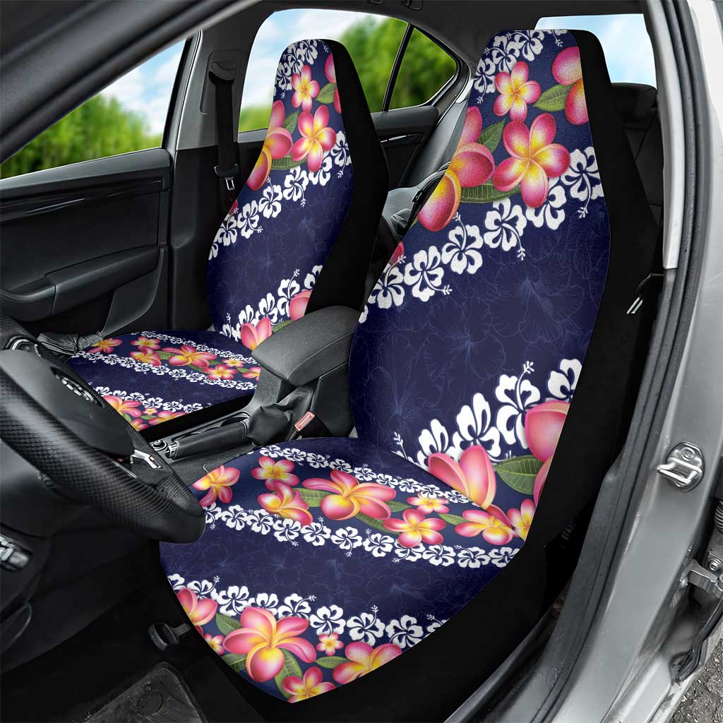 Blue Polynesia Car Seat Cover Plumeria With Hibiscus Pattern Tropical Vibes LT14 - Polynesian Pride