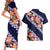 Blue Polynesia Couples Matching Short Sleeve Bodycon Dress and Hawaiian Shirt Plumeria With Hibiscus Pattern Tropical Vibes