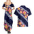 Blue Polynesia Couples Matching Summer Maxi Dress and Hawaiian Shirt Plumeria With Hibiscus Pattern Tropical Vibes