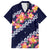 Blue Polynesia Family Matching Long Sleeve Bodycon Dress and Hawaiian Shirt Plumeria With Hibiscus Pattern Tropical Vibes