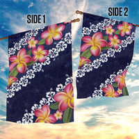 Blue Polynesia Garden Flag Plumeria With Hibiscus Pattern Tropical Vibes LT14 - Polynesian Pride