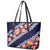 Blue Polynesia Leather Tote Bag Plumeria With Hibiscus Pattern Tropical Vibes