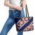 Blue Polynesia Leather Tote Bag Plumeria With Hibiscus Pattern Tropical Vibes