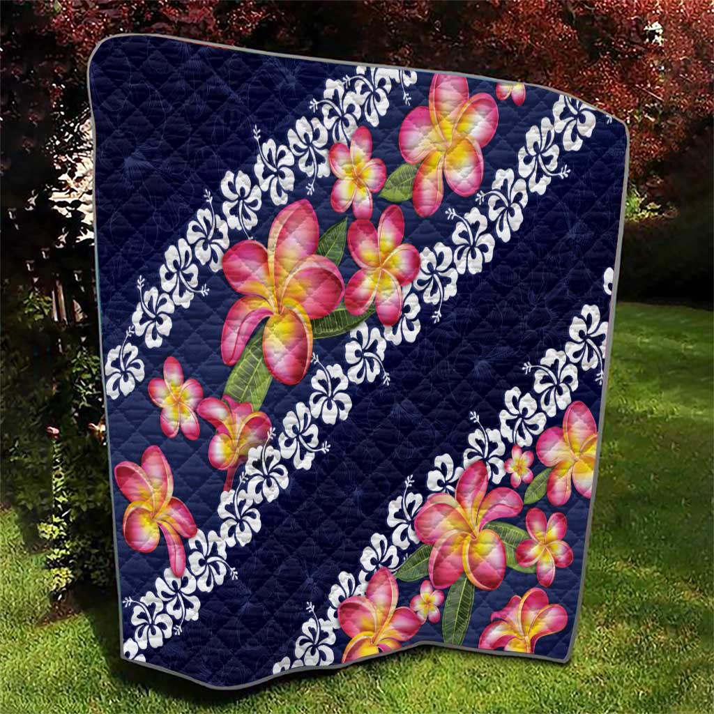 Blue Polynesia Quilt Plumeria With Hibiscus Pattern Tropical Vibes LT14 - Polynesian Pride