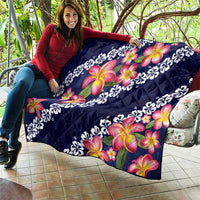 Blue Polynesia Quilt Plumeria With Hibiscus Pattern Tropical Vibes LT14 - Polynesian Pride