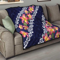 Blue Polynesia Quilt Plumeria With Hibiscus Pattern Tropical Vibes LT14 - Polynesian Pride