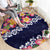 Blue Polynesia Round Carpet Plumeria With Hibiscus Pattern Tropical Vibes