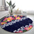 Blue Polynesia Round Carpet Plumeria With Hibiscus Pattern Tropical Vibes