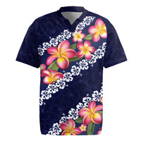 Blue Polynesia Rugby Jersey Plumeria With Hibiscus Pattern Tropical Vibes LT14 Blue - Polynesian Pride