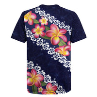 Blue Polynesia Rugby Jersey Plumeria With Hibiscus Pattern Tropical Vibes LT14 - Polynesian Pride