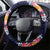 Blue Polynesia Steering Wheel Cover Plumeria With Hibiscus Pattern Tropical Vibes