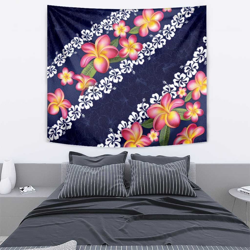Blue Polynesia Tapestry Plumeria With Hibiscus Pattern Tropical Vibes LT14 - Polynesian Pride