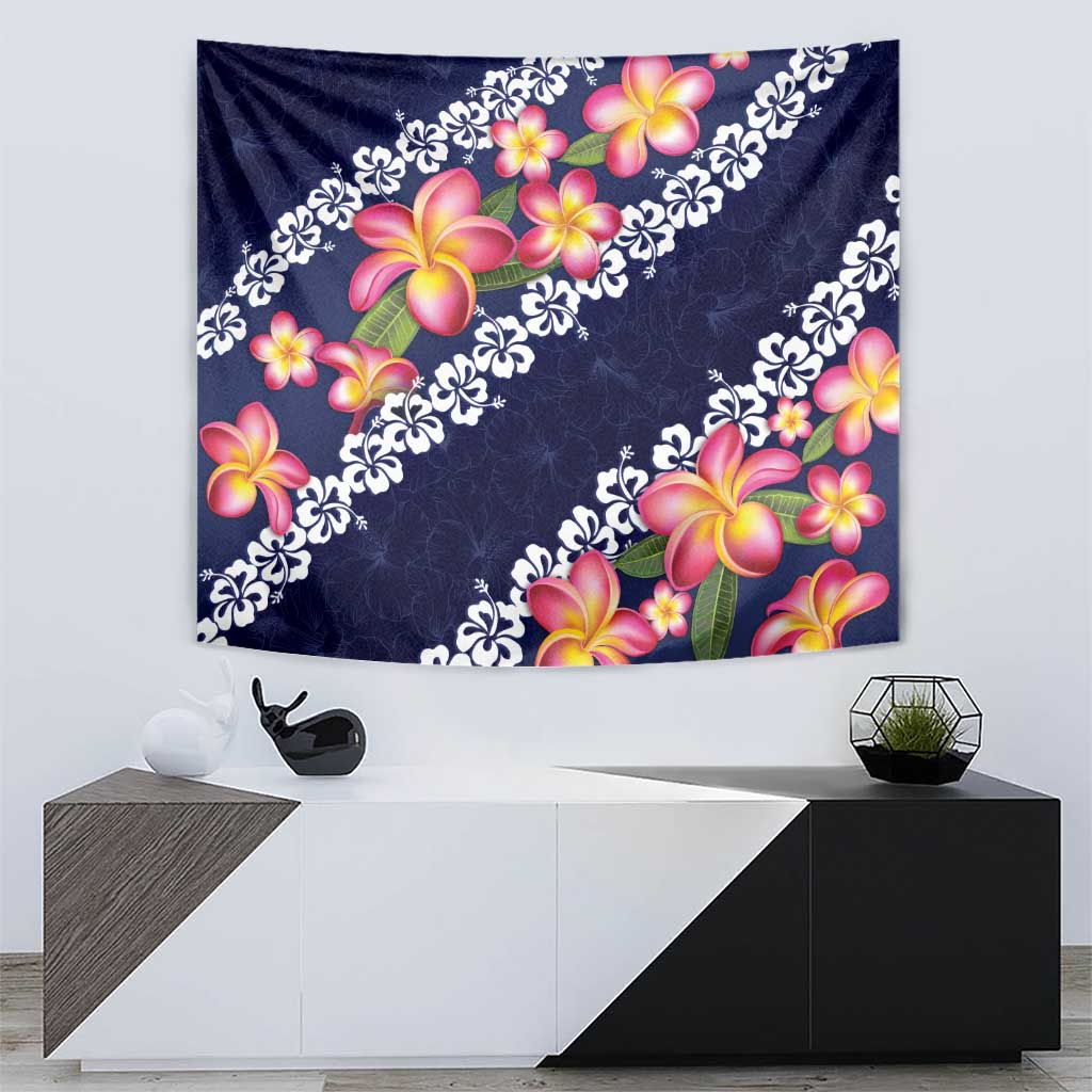 Blue Polynesia Tapestry Plumeria With Hibiscus Pattern Tropical Vibes LT14 - Polynesian Pride
