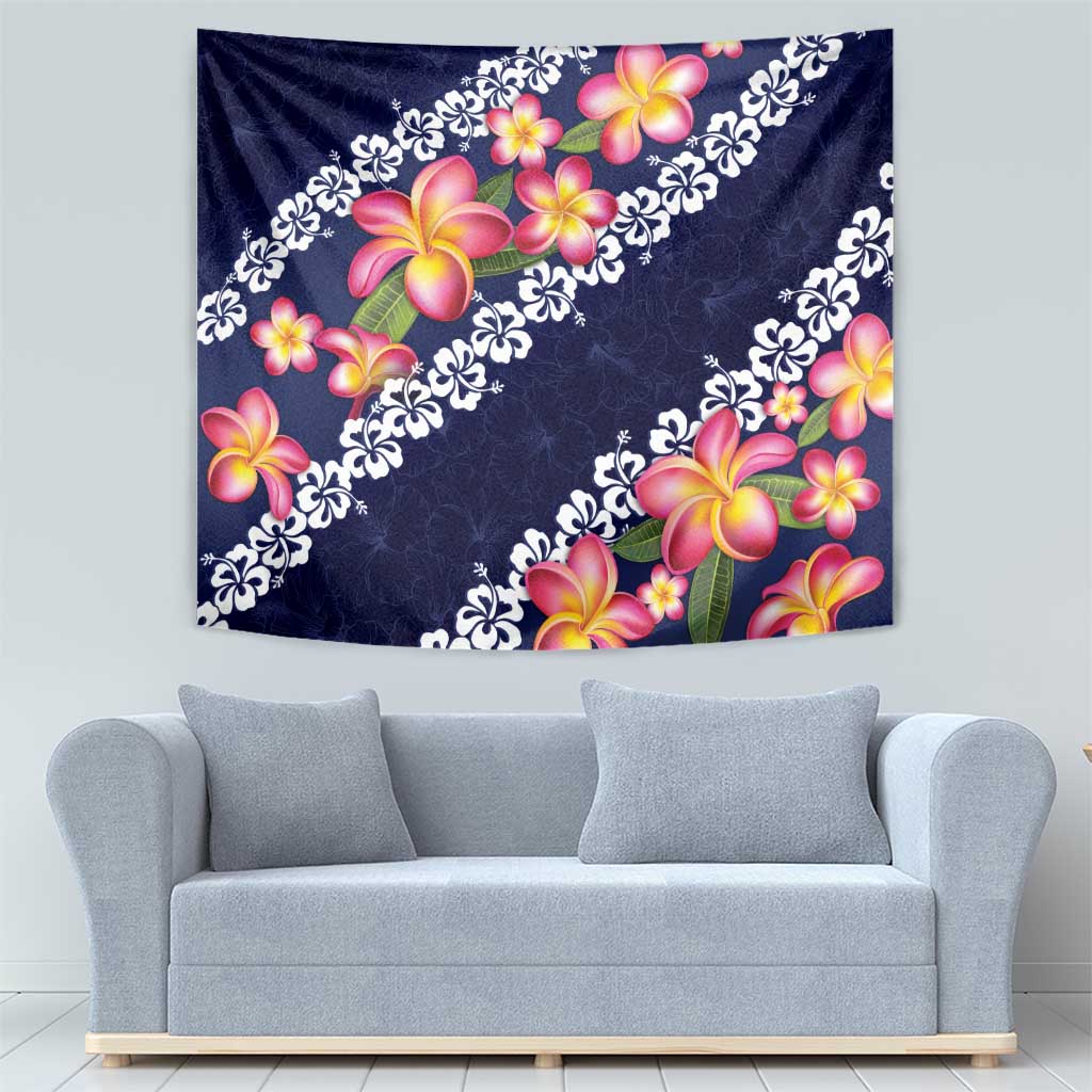 Blue Polynesia Tapestry Plumeria With Hibiscus Pattern Tropical Vibes LT14 - Polynesian Pride