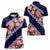 Blue Polynesia Women Polo Shirt Plumeria With Hibiscus Pattern Tropical Vibes