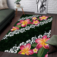 Green Polynesia Area Rug Plumeria With Hibiscus Pattern Tropical Vibes LT14 Green - Polynesian Pride