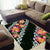 Green Polynesia Area Rug Plumeria With Hibiscus Pattern Tropical Vibes