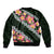 Green Polynesia Bomber Jacket Plumeria With Hibiscus Pattern Tropical Vibes