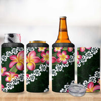 Green Polynesia 4 in 1 Can Cooler Tumbler Plumeria With Hibiscus Pattern Tropical Vibes LT14 - Polynesian Pride