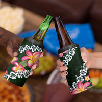 Green Polynesia 4 in 1 Can Cooler Tumbler Plumeria With Hibiscus Pattern Tropical Vibes LT14 - Polynesian Pride