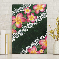 Green Polynesia Canvas Wall Art Plumeria With Hibiscus Pattern Tropical Vibes LT14 Without Frame Green - Polynesian Pride