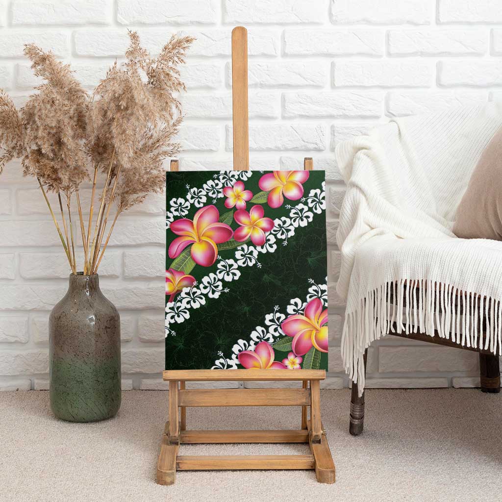 Green Polynesia Canvas Wall Art Plumeria With Hibiscus Pattern Tropical Vibes LT14 - Polynesian Pride