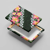 Green Polynesia Canvas Wall Art Plumeria With Hibiscus Pattern Tropical Vibes LT14 - Polynesian Pride
