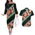 Green Polynesia Couples Matching Off The Shoulder Long Sleeve Dress and Hawaiian Shirt Plumeria With Hibiscus Pattern Tropical Vibes