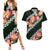 Green Polynesia Couples Matching Summer Maxi Dress and Hawaiian Shirt Plumeria With Hibiscus Pattern Tropical Vibes