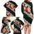 Green Polynesia Family Matching Long Sleeve Bodycon Dress and Hawaiian Shirt Plumeria With Hibiscus Pattern Tropical Vibes