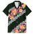 Green Polynesia Family Matching Off The Shoulder Long Sleeve Dress and Hawaiian Shirt Plumeria With Hibiscus Pattern Tropical Vibes