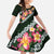 Green Polynesia Family Matching Off Shoulder Maxi Dress and Hawaiian Shirt Plumeria With Hibiscus Pattern Tropical Vibes