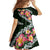 Green Polynesia Family Matching Off Shoulder Maxi Dress and Hawaiian Shirt Plumeria With Hibiscus Pattern Tropical Vibes