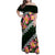 Green Polynesia Family Matching Off Shoulder Maxi Dress and Hawaiian Shirt Plumeria With Hibiscus Pattern Tropical Vibes