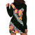 Green Polynesia Hoodie Dress Plumeria With Hibiscus Pattern Tropical Vibes