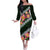 Green Polynesia Off The Shoulder Long Sleeve Dress Plumeria With Hibiscus Pattern Tropical Vibes