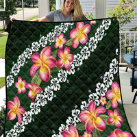 Green Polynesia Quilt Plumeria With Hibiscus Pattern Tropical Vibes LT14 Green - Polynesian Pride
