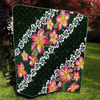 Green Polynesia Quilt Plumeria With Hibiscus Pattern Tropical Vibes LT14 - Polynesian Pride