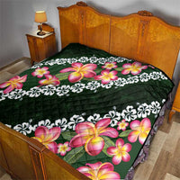 Green Polynesia Quilt Plumeria With Hibiscus Pattern Tropical Vibes LT14 - Polynesian Pride