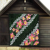 Green Polynesia Quilt Plumeria With Hibiscus Pattern Tropical Vibes LT14 - Polynesian Pride