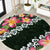 Green Polynesia Round Carpet Plumeria With Hibiscus Pattern Tropical Vibes